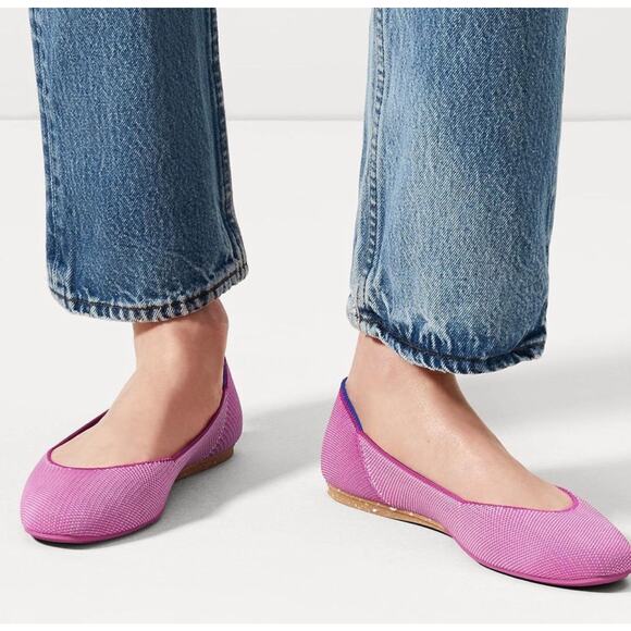 Rothy’s The Square Flat Strawberry Ice Pink Knit Shoes Size 10 Washable Eco - Picture 2 of 9